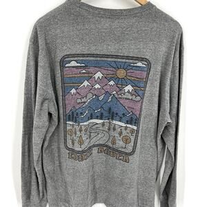 Eddie Bauer Mens Gray Mountain Graphic Long Sleeve T Shirt Size XL